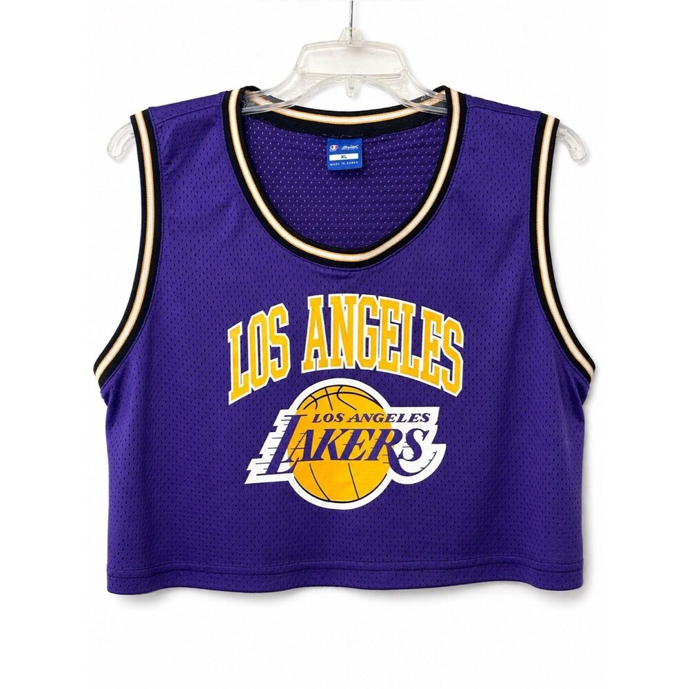 Los Angeles Lakers Cropped Jersey Tank Purple Gold XL